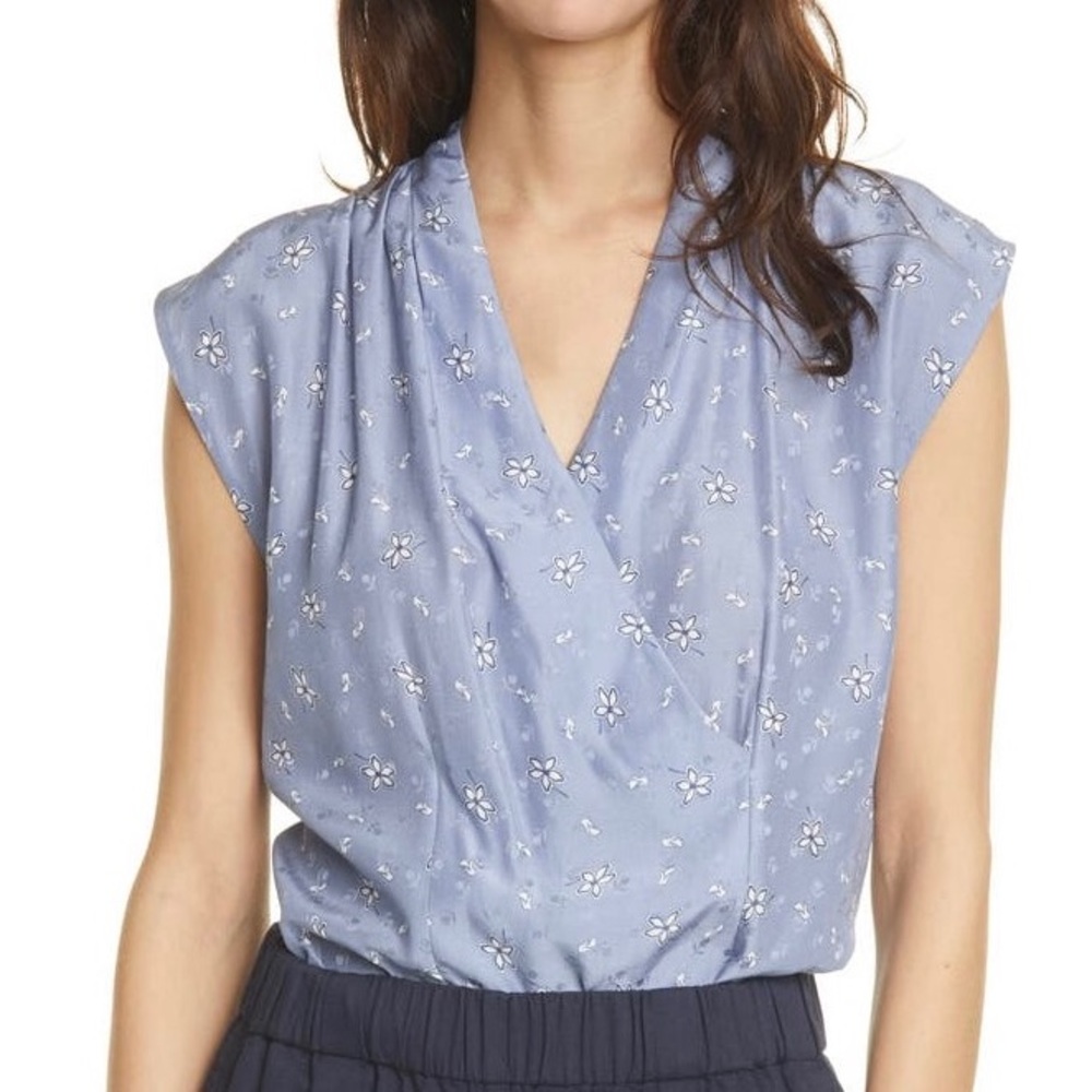 Tailored by Rebecca Taylor Petal Fleur Sleeveless Silk Blend Sleeveless Blouse